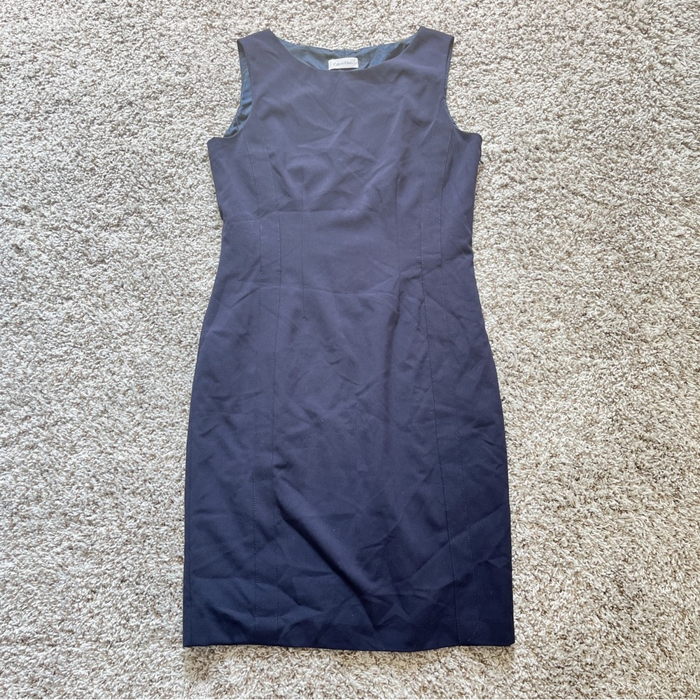 Calvin Klein Navy Sheath Midi Dress